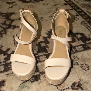 Michael Kors Leather Espadrille Wedge Sandals